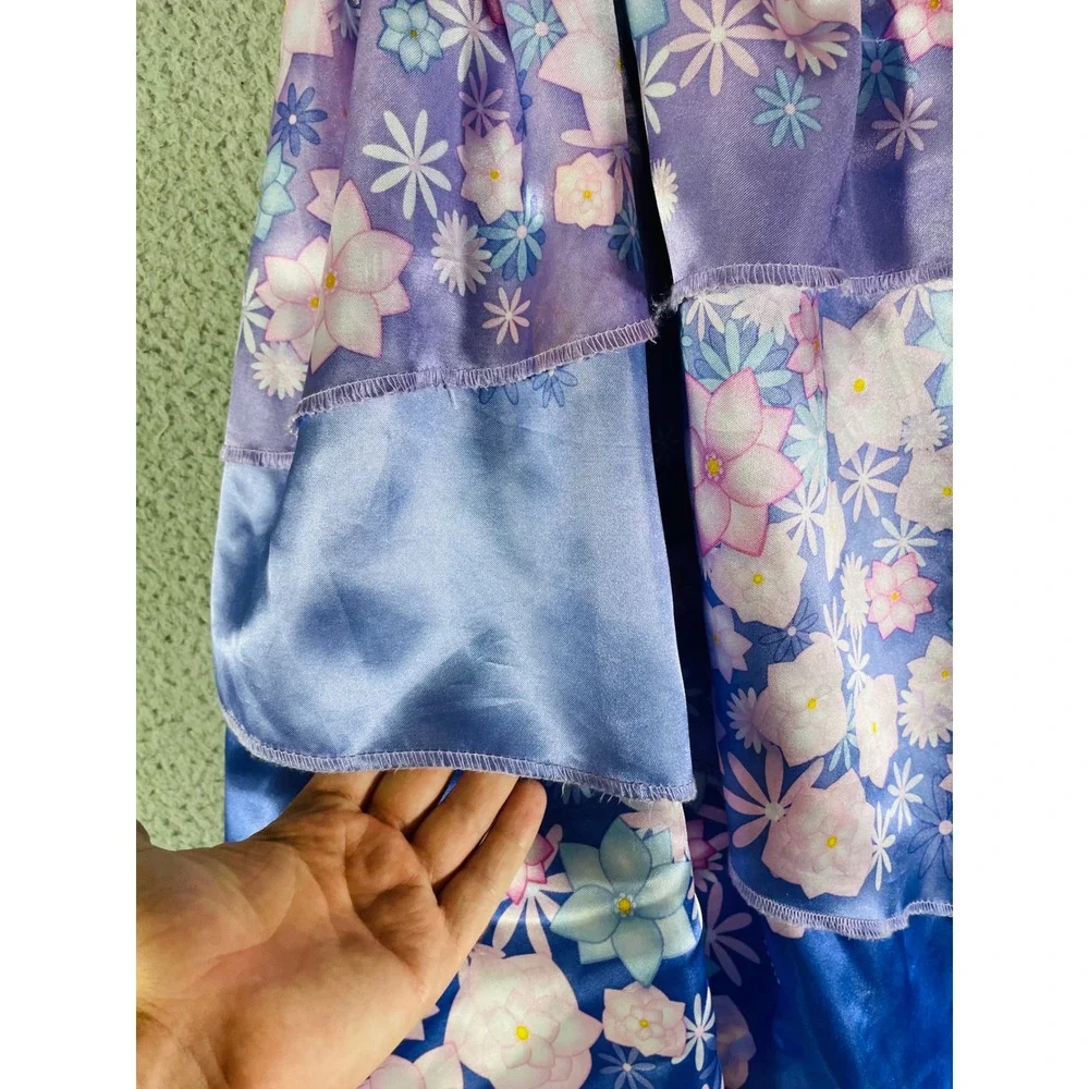 Disney‎ Encanto Costume Dress Floral Print Purple Blue Girl's Size 4-6X